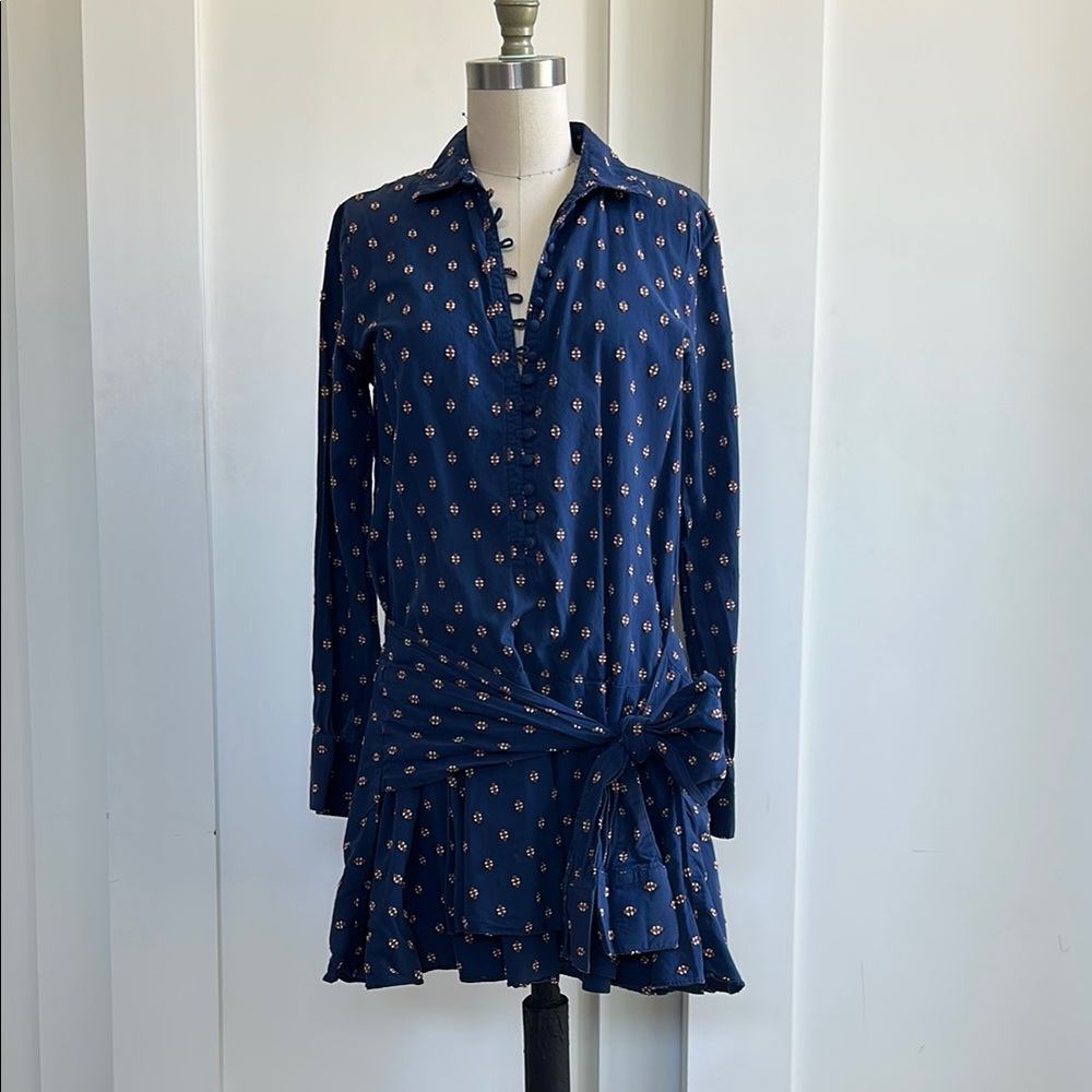 Derek lam shirt dress with unique tie at waist